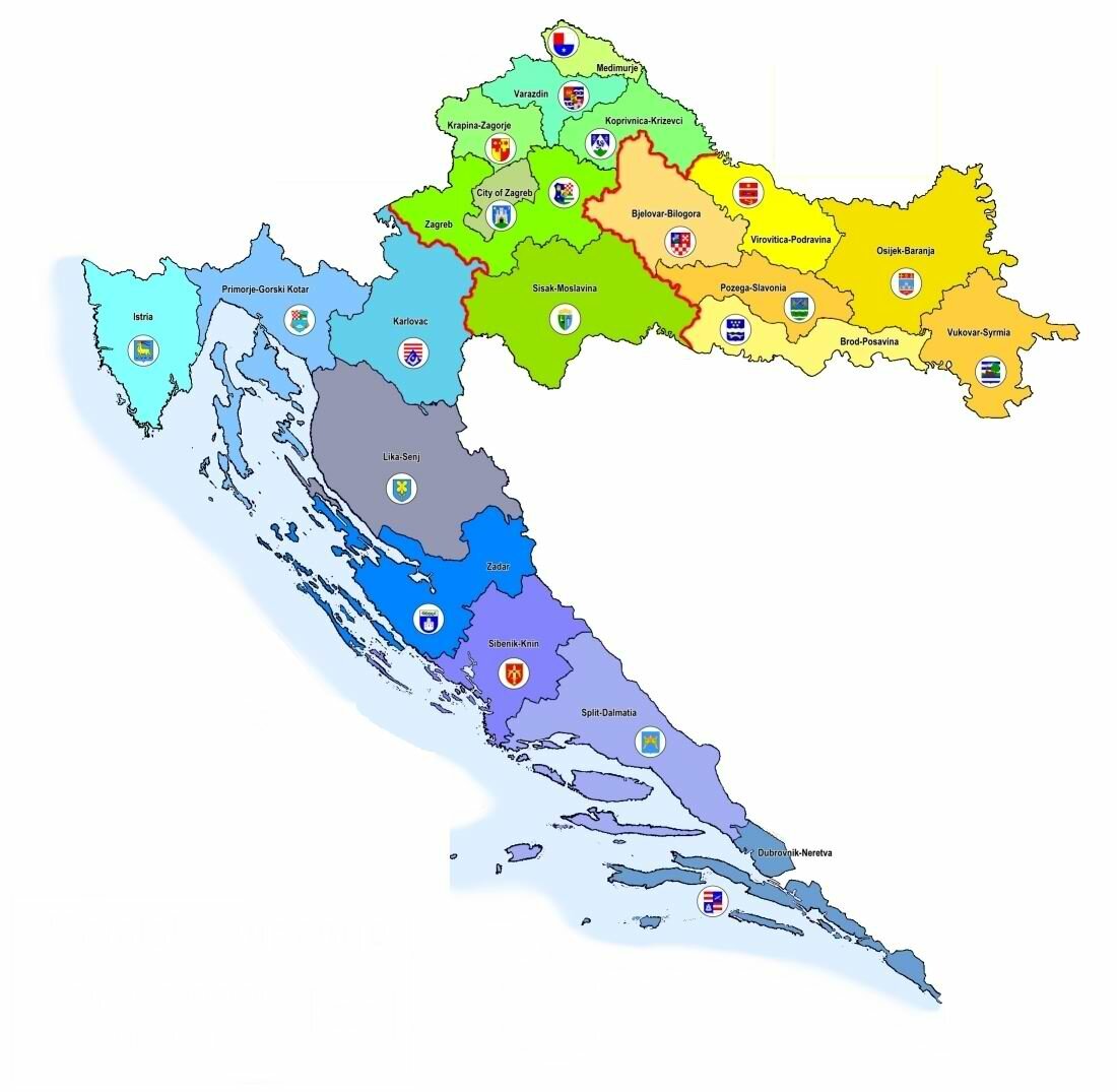 Карта хорватии на русском языке с городами подробная